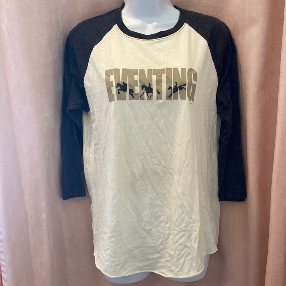 Stirrups Clothing Eventing 3/4 sleeve baseball tee Cream/Charcoal Medium